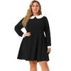 Agnes Orinda Women's Plus Size Long Sleeve Peter Pan Collar Elegant Formal Midi Flare A Line Dresses - 4 of 4