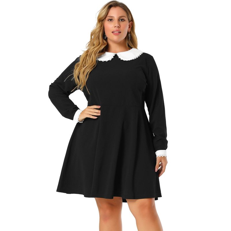 Agnes Orinda Women's Plus Size Relaxed Fit Peter Pan Collar Elegant Formal A Line Dresses, 4 of 7