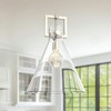 DORESshop 1-Light Nickel Pendant Light with 14 in Inverted Cone Shade Clear Glass for Kitchen Dining Room Living Room Bedroom No Bulbs Included - 3 of 4