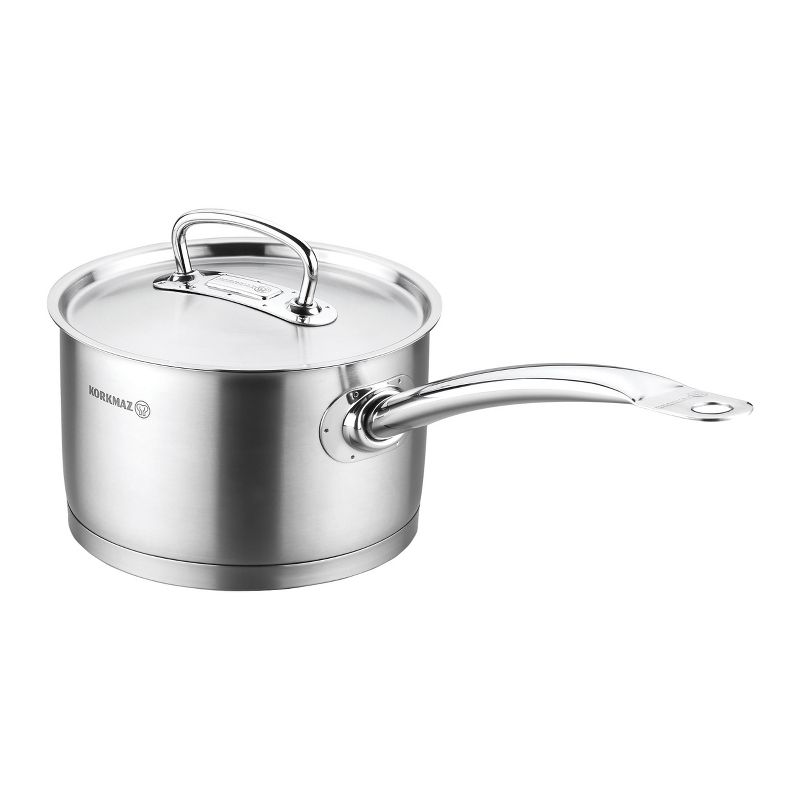Korkmaz Proline Professional Series 3.8 Liter Stainless Steel Saucepan with Lid in Silver, 1 of 7