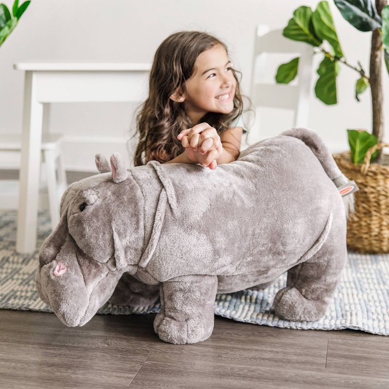 Melissa &#38; Doug Giant Hippopotamus - Lifelike Stuffed Animal (over 2 feet long), 5 of 10