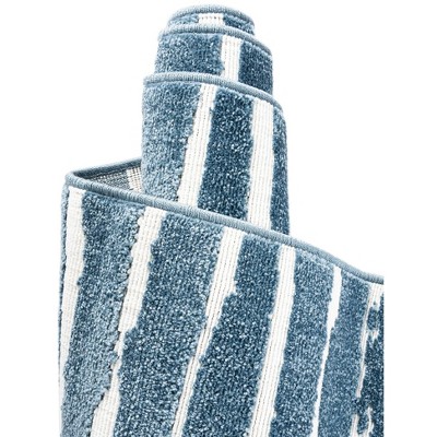 Coastal Breeze Blue Stripe 8' x 10' Synthetic Outdoor Rug