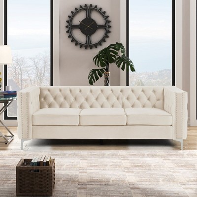 85 in. Square Arm 3-Seater Removable Cushions Sofa - Morden Fort