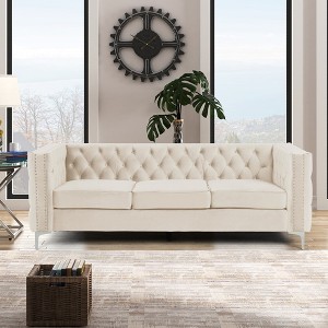 85 in. Square Arm 3-Seater Removable Cushions Sofa - Morden Fort - 1 of 4