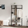 Corner Coat Stand, Metal Corner Coat Rack with 6 Double Hooks/Storage Shelf/Shoe Rack,Space-Saving, Industrial Design for Hallway, Living Room,Office - 4 of 4