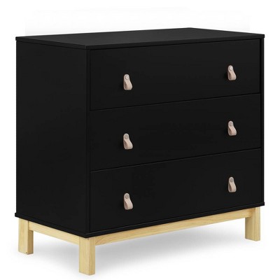 Image of BabyGap by Delta Children Legacy 3 Drawer Dresser with Leather Pulls - Greenguard Gold Certified - Black/Natural
