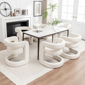 SEYNAR Modern Velvet E-Shaped Open Back Dining chair Set of 6 - 1 of 4