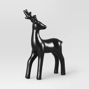 Ceramic Walking Deer Christmas Animal Figurine - Wondershop™ Black: Indoor Holiday Decor, 9.75" Tall - 1 of 3