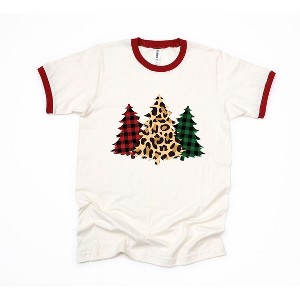 Simply Sage Market Women's Christmas tree Short Sleeve Ringer Tee - 1 of 3