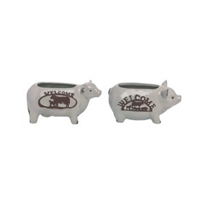 Transpac Ceramic Cow/Pig Container Set of 2 Spring Home Decorations - 1 of 1