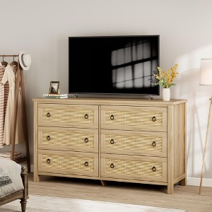 Rattan Dresser with Drawers, Chest of Drawers for Bedroom and Living Room - 1 of 4