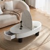 KWPZQEB Modern Oval Coffee Table, Minimalist Side Tables with Hidden Drawer & Storage Space, Center Tables with Faux Marble Tabletop for Apartment - 2 of 4