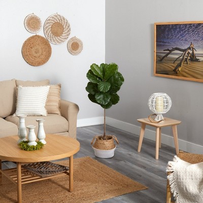 Boho Chic 4ft UV Resistant Fiddle Leaf Fig in Cotton & Jute Planter