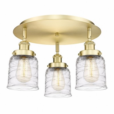 Bell - 3 Light Flush Mount In Art Deco Style-9.25 Inches Tall and 16.75 Inches Wide