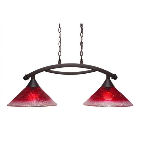 Toltec Lighting Bow 2 - Light Island Pendant Light in  Dark Granite with 12" Raspberry Crystal Shade - image 1 of 1