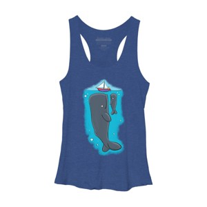 Women's Design By Humans Cute whales and sailing boat cartoon illustration By thefrogfactory Racerback Tank Top - 1 of 3