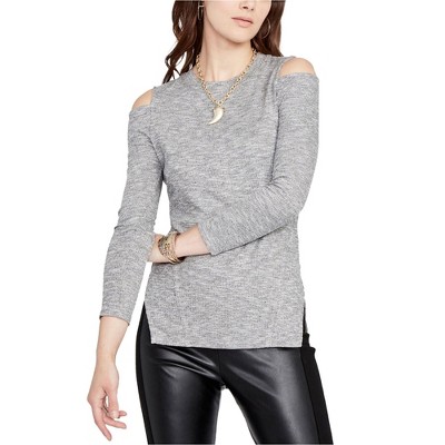 Rachel Roy Womens Cold Shoulder Knit Blouse, Grey, Large