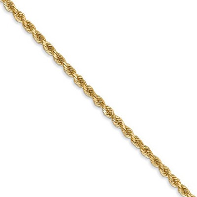 Black Bow Jewelry 2.25mm, 14k Yellow Gold Diamond Cut Solid Rope Chain Necklace