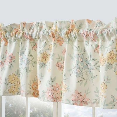 Chloe Pastel Floral Light-Filtering Rod Pocket Valance, 84 W x 16 L