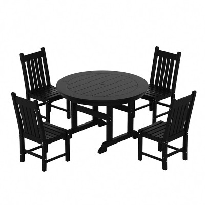 WestinTrends 5 Piece Outdoor Patio Dining Set Outdoor Round Table and Chair Set