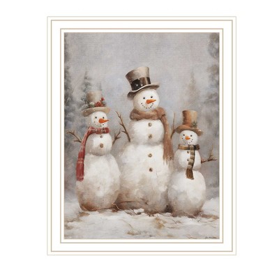 HomeRoots Snowman Trio White Framed Wall Art