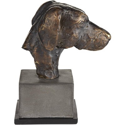 Kensington Hill Dog Bust 10" High Matte Bronze Sculpture