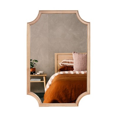 Natural Wood Scalloped Rectangular Wall Mirror