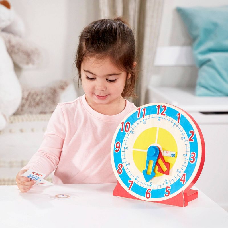 Melissa &#38; Doug Turn &#38; Tell Wooden Clock - Educational Toy With 12+ Reversible Time Cards, 3 of 13