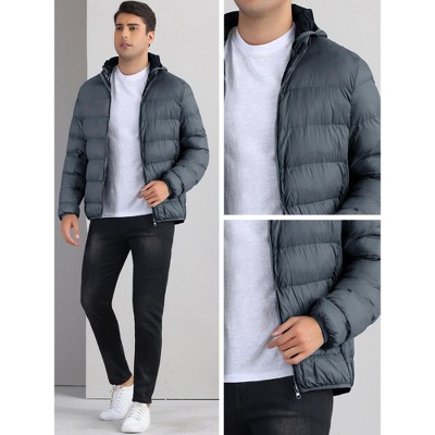Lars Amadeus Men's Winter Lightweight Detachable Padded Hood Puffer Jackets Gray Small — фото 5