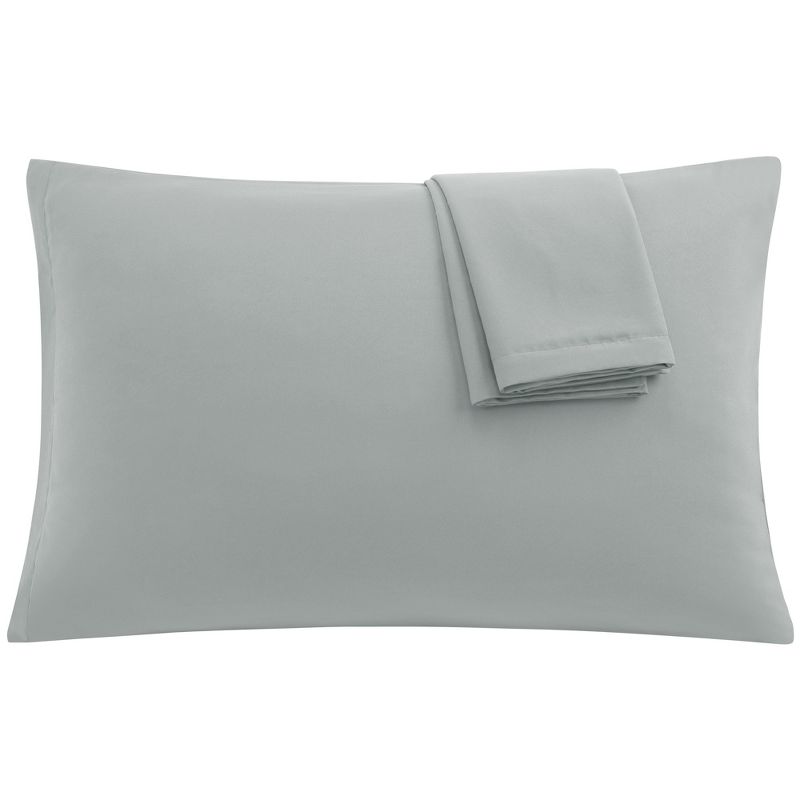 2 Pcs 1800 Series Soft Brushed Microfiber with Zipper Pillow Case Grey - PiccoCasa, 2 of 7