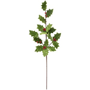 Northlight 31" Glittered Holly with Berry Christmas Spray - 1 of 4