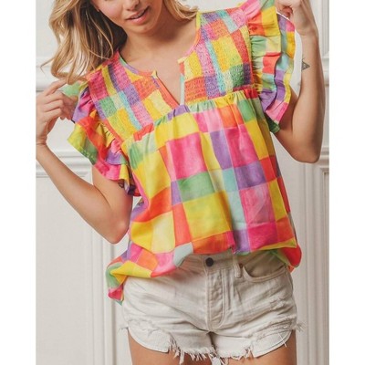 Women's Brielle Multicolored Ruffled Top - BiBi