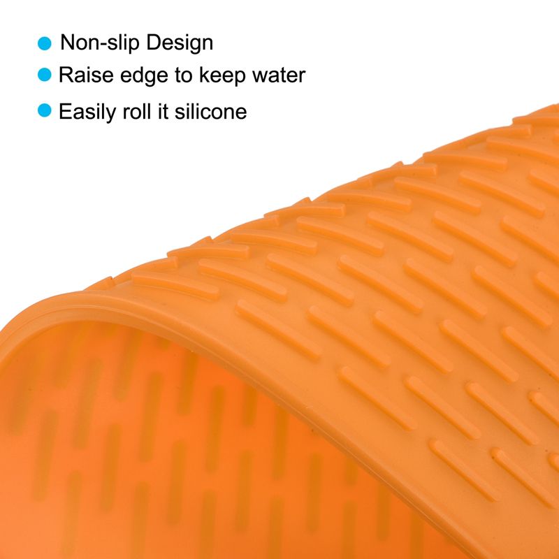 Unique Bargains Dish Drying Mat Set Silicone Drain Pad Heat Resistant Suitable for Kitchen 3 Pcs, 3 of 6