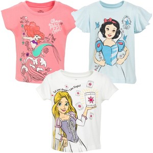 Disney Princess Ariel Snow White Rapunzel Girls 3 Pack T-Shirts Little Kid to Big Kid - 1 of 4
