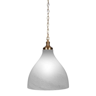 Toltec Lighting Juno 1 - Light Pendant in  New Aged Brass with 16" Clear Bubble Shade