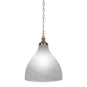 Toltec Lighting Juno 1 - Light Pendant in  New Aged Brass with 16" White Marble Shade - 1 of 1