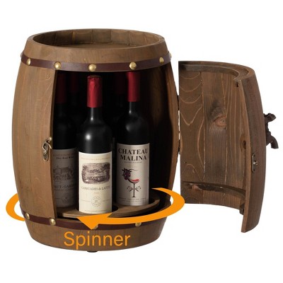 Vintage Wooden-shaped Shaped Wine Holder with a rotating turntable that allows easy access to your wine for Dining Room, Entryway, or Kitchen