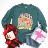Aloha Christmas Surfing Santa - Women's Garment Dyed Long Sleeve Graphic T-Shirt - 2 of 4
