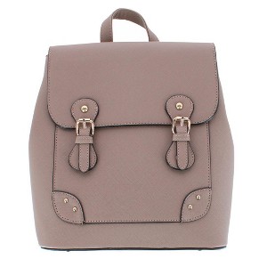 CTM Women's Synthetic Leather Backpack with Buckle Flap - 1 of 3
