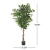 5.9ft Artificial Ficus Tree, Realistic Texture Ficus Tree, Tall Potted Ficus Tree With Glossy Leaves Twisted Trunk - image 3 of 4