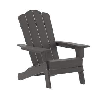 Flash Furniture Newport Adirondack Chair with Cup Holder, Weather Resistant HDPE Adirondack Chair