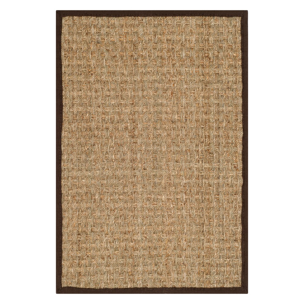  Solid Loomed Accent Rug Natural/Dark Brown