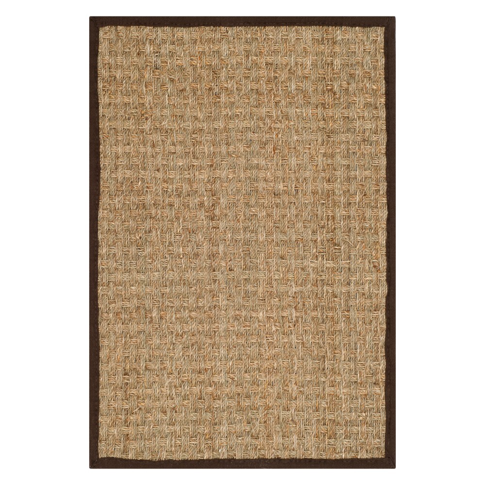 2'x3' Solid Loomed Accent Rug Natural/Dark Brown - Safavieh