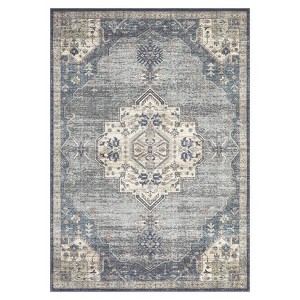 COZONY Vintage Medallion Washable Rug, Non-Slip Low Pile Thin Area Carpet for Living Room Bedroom Office - 1 of 4