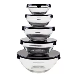 Hastings Home Glass Food Storage Containers With Snap Lids - 10 Pieces, Black