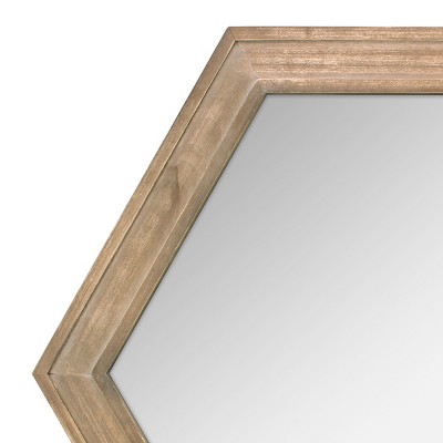 Rustic Hexagon 24" Natural Wood Frame Wall Mirror