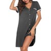 Ekouaer Nightgowns for Women Button Down Pajamas Tops Short Sleeve Sleepwear V-Neck Sleepwear - 4 of 4