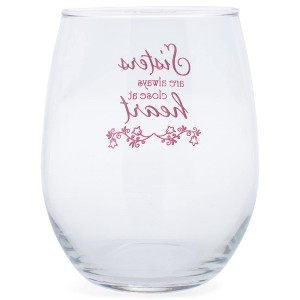 Elanze Designs Sisters Always Close At Heart 14 Ounce Red Stemless Wine Glass Tumbler - 1 of 2