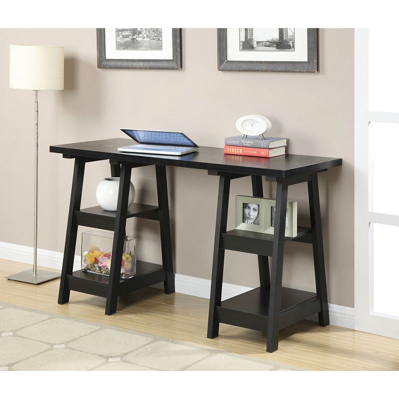 Designs2Go Double Trestle Desk with Shelves - Breighton Home, 4 of 7