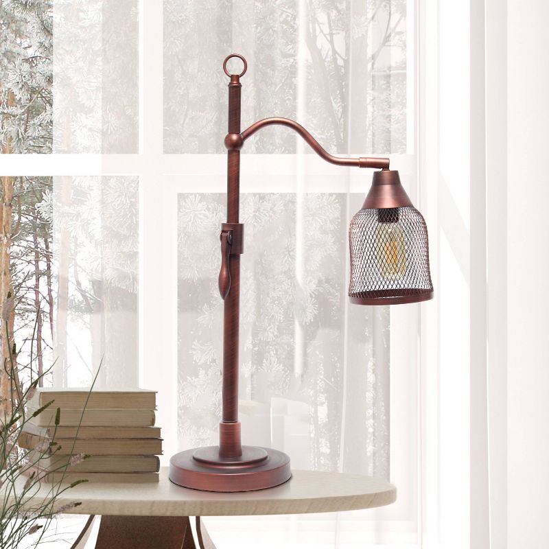 Vintage Arched Table Lamp with Iron Mesh Shade Red - Lalia Home, 3 of 11
